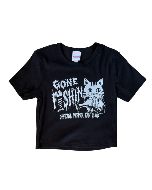 'Gone Fishin' Women's Cropped Baby Tee